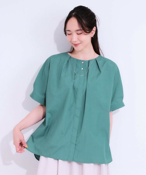 SHOO・LA・RUE / シューラルー シャツ・ブラウス | 【洗える/S-LL】大人の上品シルエット タックデザイン 5分袖ブラウス | 詳細9