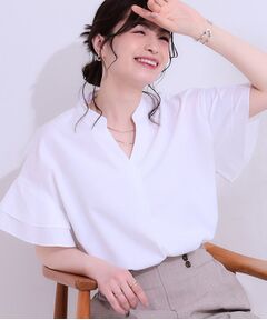 SHOO・LA・RUE / シューラルー シャツ・ブラウス | 【洗える/S-LL】袖フリルスキッパーシャツ