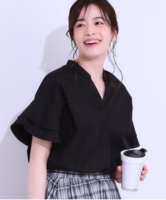 SHOO・LA・RUE / シューラルー シャツ・ブラウス | 【洗える/S-LL】袖フリルスキッパーシャツ