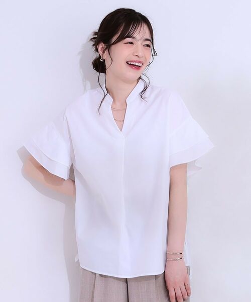 SHOO・LA・RUE / シューラルー シャツ・ブラウス | 【洗える/S-LL】袖フリルスキッパーシャツ | 詳細1