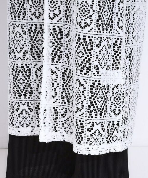 SHOO・LA・RUE / シューラルー ベスト | 【S-LL】羽織るだけでサマ見え レース風の柄が華やかなロングジレ | 詳細14