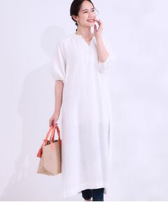 SHOO・LA・RUE / シューラルー ロング・マキシ丈ワンピース | 【S-LL/綿100%】上品さ漂う フラワージャカード 5分袖ワンピース