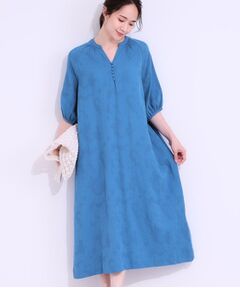 SHOO・LA・RUE / シューラルー ロング・マキシ丈ワンピース | 【S-LL/綿100%】上品さ漂う フラワージャカード 5分袖ワンピース