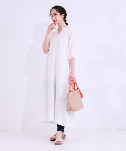 SHOO・LA・RUE / シューラルー ロング・マキシ丈ワンピース | 【S-LL/綿100%】上品さ漂う フラワージャカード 5分袖ワンピース | 詳細11