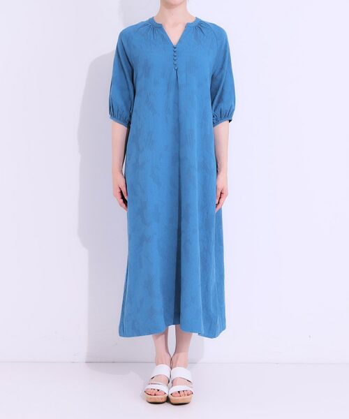 SHOO・LA・RUE / シューラルー ロング・マキシ丈ワンピース | 【S-LL/綿100%】上品さ漂う フラワージャカード 5分袖ワンピース | 詳細13