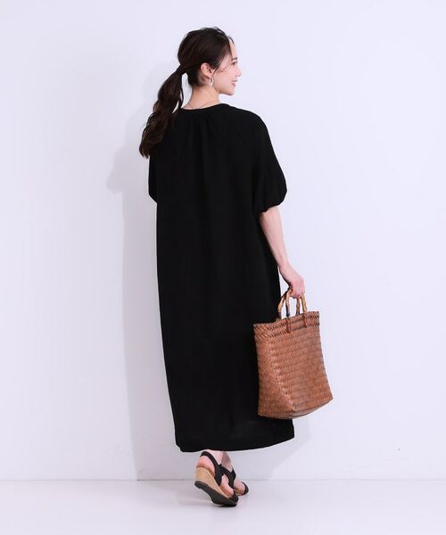 SHOO・LA・RUE / シューラルー ロング・マキシ丈ワンピース | 【S-LL/綿100%】上品さ漂う フラワージャカード 5分袖ワンピース | 詳細3