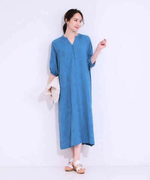 SHOO・LA・RUE / シューラルー ロング・マキシ丈ワンピース | 【S-LL/綿100%】上品さ漂う フラワージャカード 5分袖ワンピース | 詳細5