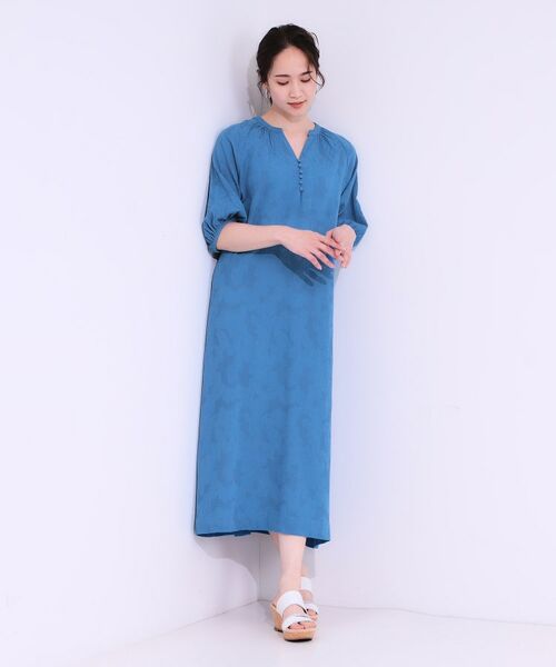 SHOO・LA・RUE / シューラルー ロング・マキシ丈ワンピース | 【S-LL/綿100%】上品さ漂う フラワージャカード 5分袖ワンピース | 詳細7