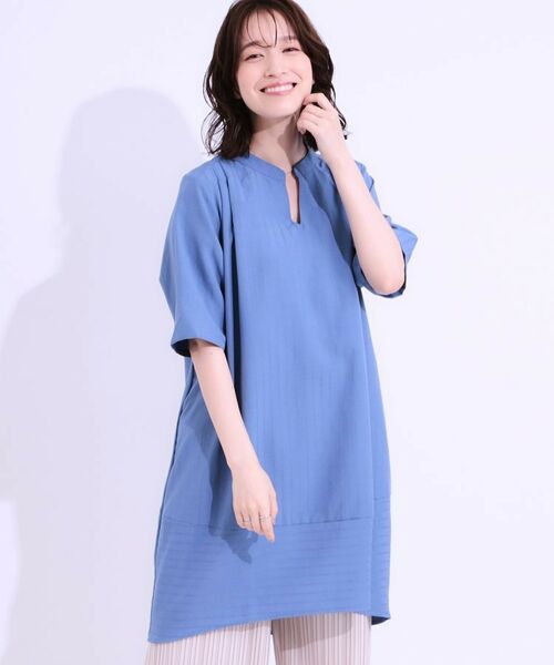 SHOO・LA・RUE/シューラルー 【洗える】楽に体型カバー叶う チュニックワンピース ブルー(391) 02(M) SHOO・LA・RUE/シューラルー 【洗える】楽に体型カバー叶う チュニックワンピース ブルー(391) 02(M)