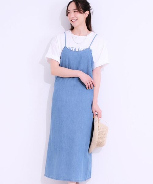 SHOO・LA・RUE / シューラルー ロング・マキシ丈ワンピース | 【S-LL】女性らしさ漂う ライトデニム Aラインキャミワンピース(ブルー(091))