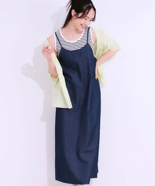 SHOO・LA・RUE / シューラルー ロング・マキシ丈ワンピース | 【S-LL】女性らしさ漂う ライトデニム Aラインキャミワンピース(ネイビー(094))