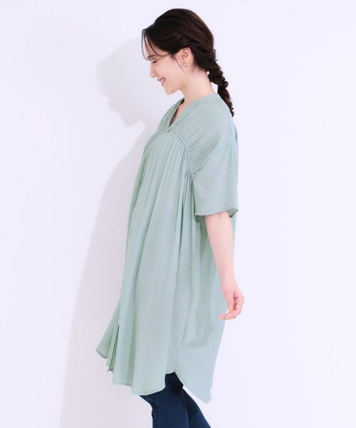 SHOO・LA・RUE / シューラルー チュニック | 【S-LL】シャーリングが目を惹く 羽織れるスラブチュニック | 詳細10