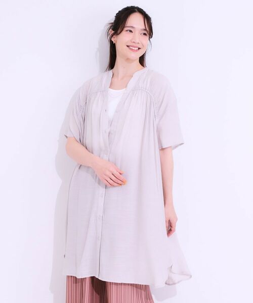 SHOO・LA・RUE / シューラルー チュニック | 【S-LL】シャーリングが目を惹く 羽織れるスラブチュニック | 詳細5