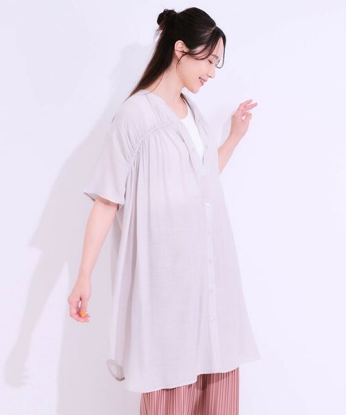 SHOO・LA・RUE / シューラルー チュニック | 【S-LL】シャーリングが目を惹く 羽織れるスラブチュニック | 詳細6