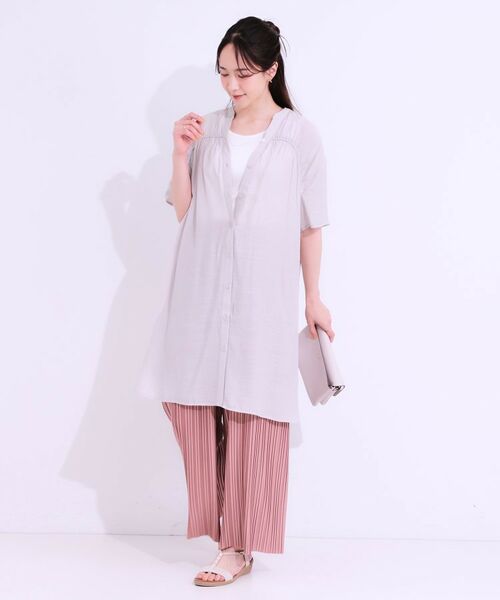 SHOO・LA・RUE / シューラルー チュニック | 【S-LL】シャーリングが目を惹く 羽織れるスラブチュニック | 詳細7