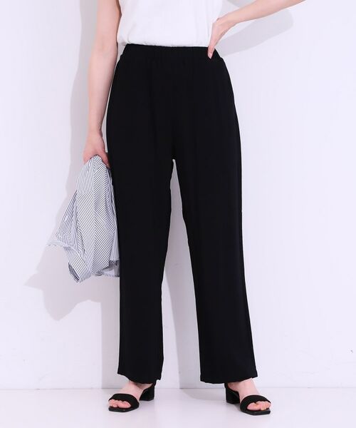 SHOO・LA・RUE / シューラルー パンツ | 【S-LL/ひんやり】楽してきれい見え ドビースラブ ストレートパンツ(ブラック(019))