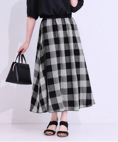 SHOO・LA・RUE / シューラルー ロング・マキシ丈スカート | 柔らかタッチが心地よい ブロックチェック ガーゼスカート