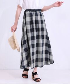SHOO・LA・RUE / シューラルー ロング・マキシ丈スカート | 柔らかタッチが心地よい ブロックチェック ガーゼスカート