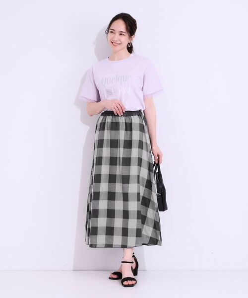 SHOO・LA・RUE / シューラルー ロング・マキシ丈スカート | 柔らかタッチが心地よい ブロックチェック ガーゼスカート | 詳細11