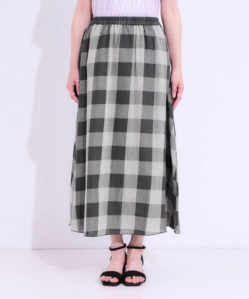 SHOO・LA・RUE / シューラルー ロング・マキシ丈スカート | 柔らかタッチが心地よい ブロックチェック ガーゼスカート | 詳細13