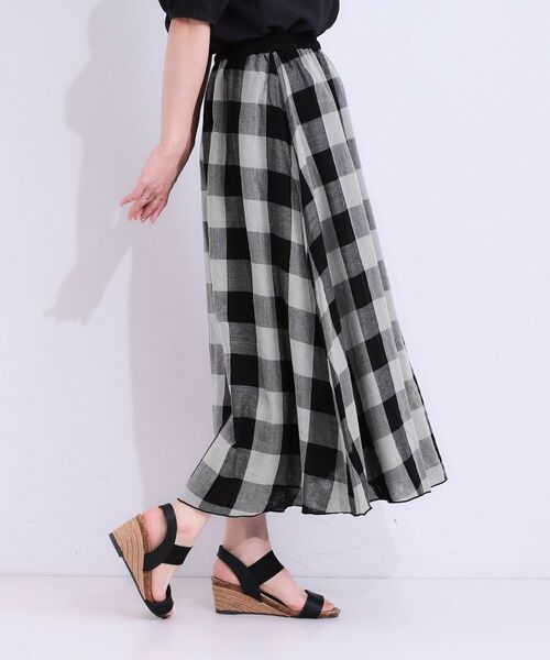 SHOO・LA・RUE / シューラルー ロング・マキシ丈スカート | 柔らかタッチが心地よい ブロックチェック ガーゼスカート | 詳細2