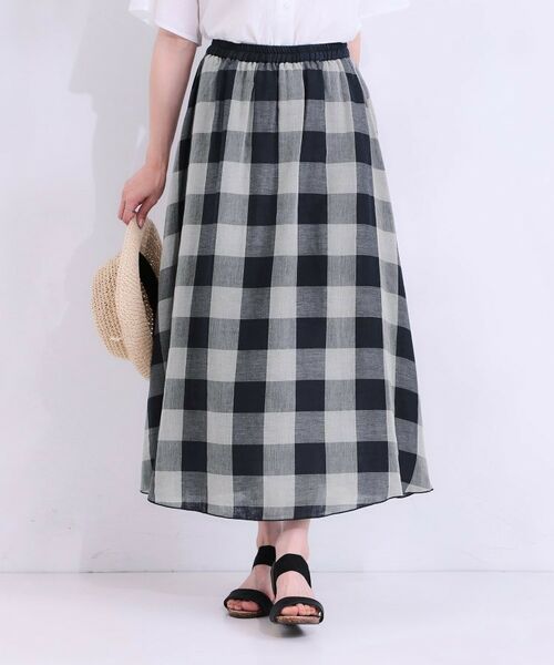 SHOO・LA・RUE / シューラルー ロング・マキシ丈スカート | 柔らかタッチが心地よい ブロックチェック ガーゼスカート | 詳細5