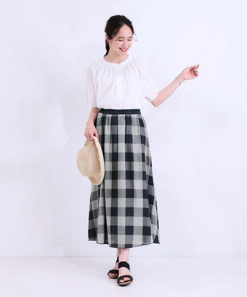 SHOO・LA・RUE / シューラルー ロング・マキシ丈スカート | 柔らかタッチが心地よい ブロックチェック ガーゼスカート | 詳細7