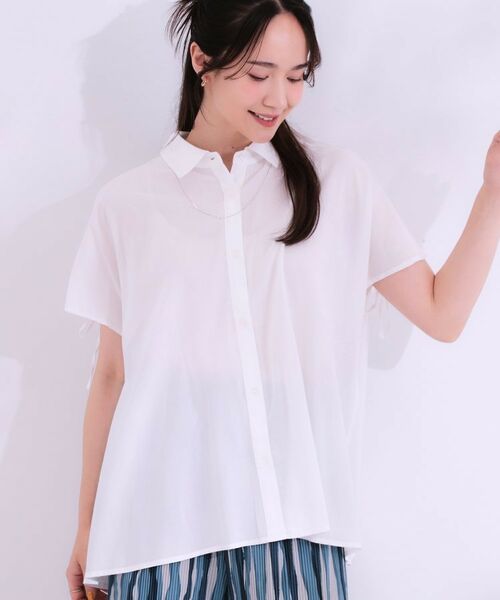 SHOO・LA・RUE / シューラルー シャツ・ブラウス | 【S-LL/ひんやり】後ろ姿も抜かりなく インせず着られる バックギャザーシャツ(アイボリー(004))