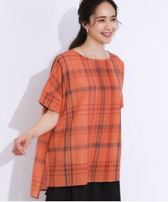 SHOO・LA・RUE / シューラルー シャツ・ブラウス | 【S-LL/体型カバー】インせず着られる ポンチョシルエット シアーチェックブラウス