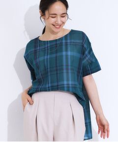 SHOO・LA・RUE / シューラルー シャツ・ブラウス | 【S-LL/体型カバー】インせず着られる ポンチョシルエット シアーチェックブラウス