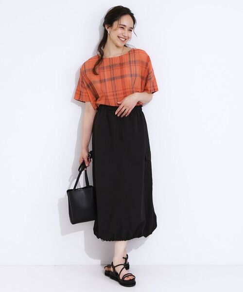 SHOO・LA・RUE / シューラルー シャツ・ブラウス | 【S-LL/体型カバー】インせず着られる ポンチョシルエット シアーチェックブラウス | 詳細10