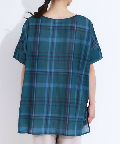 SHOO・LA・RUE / シューラルー シャツ・ブラウス | 【S-LL/体型カバー】インせず着られる ポンチョシルエット シアーチェックブラウス | 詳細14