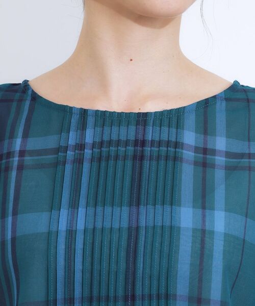 SHOO・LA・RUE / シューラルー シャツ・ブラウス | 【S-LL/体型カバー】インせず着られる ポンチョシルエット シアーチェックブラウス | 詳細15