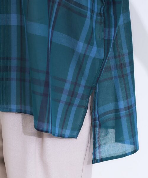 SHOO・LA・RUE / シューラルー シャツ・ブラウス | 【S-LL/体型カバー】インせず着られる ポンチョシルエット シアーチェックブラウス | 詳細17