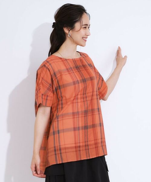 SHOO・LA・RUE / シューラルー シャツ・ブラウス | 【S-LL/体型カバー】インせず着られる ポンチョシルエット シアーチェックブラウス | 詳細9