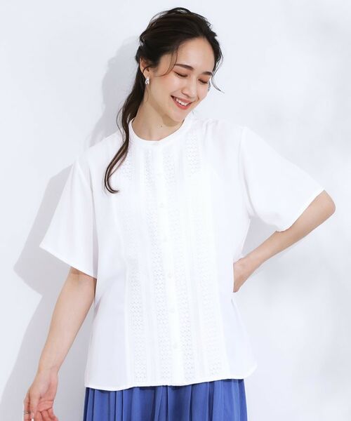 SHOO・LA・RUE / シューラルー シャツ・ブラウス | 【S-LL】さらりと大人上品 レース切替半袖ブラウス | 詳細1