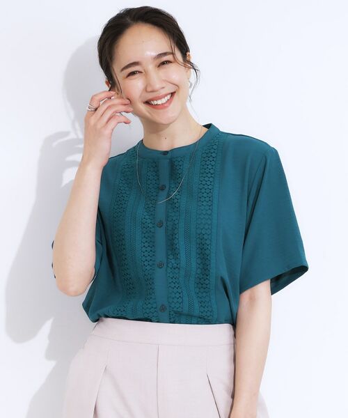 SHOO・LA・RUE / シューラルー シャツ・ブラウス | 【S-LL】さらりと大人上品 レース切替半袖ブラウス | 詳細10