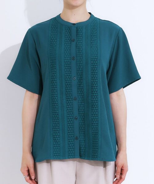 SHOO・LA・RUE / シューラルー シャツ・ブラウス | 【S-LL】さらりと大人上品 レース切替半袖ブラウス | 詳細13