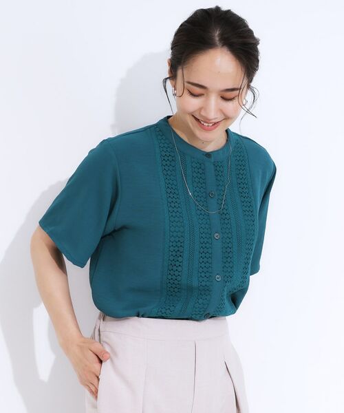 SHOO・LA・RUE / シューラルー シャツ・ブラウス | 【S-LL】さらりと大人上品 レース切替半袖ブラウス | 詳細9