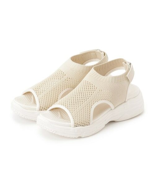 SHOO・LA・RUE / シューラルー サンダル | ニットスニーカーサンダル(ライトベージュ(051))