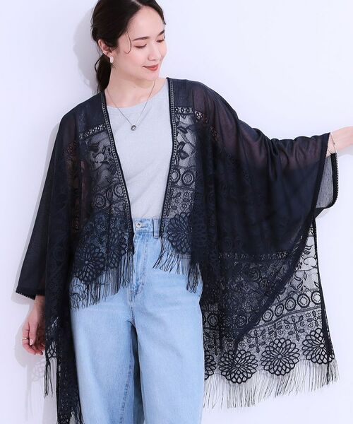Laraaji ララージ　カシミヤ95%　ポンチョ セール】 花柄レースポンチョ （ポンチョ）｜SHOO・LA・RUE