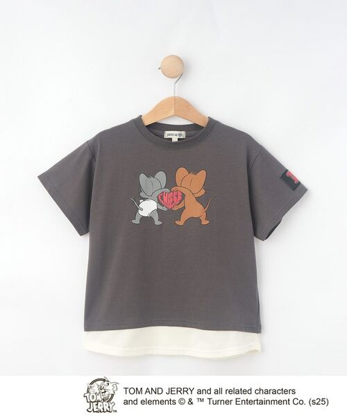 SHOO・LA・RUE / シューラルー Tシャツ | 【TOM and JERRY】 ひんやり裾レイヤードTシャツ(チャコールグレー(014))