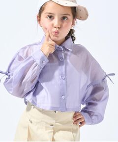 SHOO・LA・RUE / シューラルー シャツ・ブラウス | 【130-150cm】程よい肌見せが叶う クロップドシアーシャツ