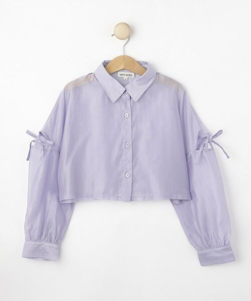 SHOO・LA・RUE / シューラルー シャツ・ブラウス | 【130-150cm】程よい肌見せが叶う クロップドシアーシャツ | 詳細1