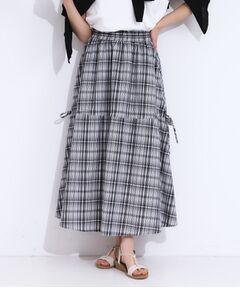 SHOO・LA・RUE / シューラルー ロング・マキシ丈スカート | 【S-LL】シルエットが変えられる チェック柄リボンフレアスカート