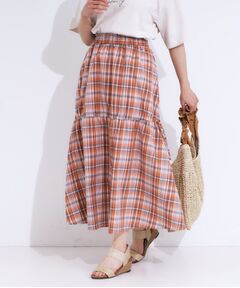 SHOO・LA・RUE / シューラルー ロング・マキシ丈スカート | 【S-LL】シルエットが変えられる チェック柄リボンフレアスカート