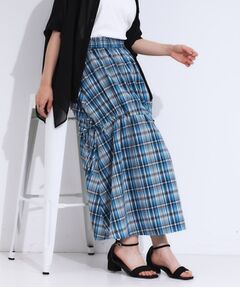 SHOO・LA・RUE / シューラルー ロング・マキシ丈スカート | 【S-LL】シルエットが変えられる チェック柄リボンフレアスカート