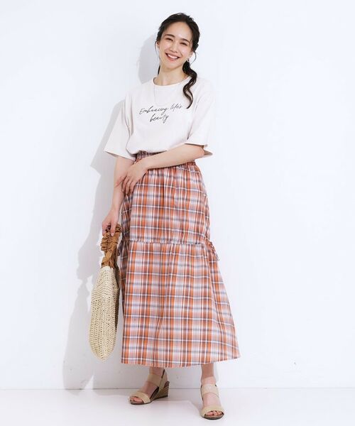 SHOO・LA・RUE / シューラルー ロング・マキシ丈スカート | 【S-LL】シルエットが変えられる チェック柄リボンフレアスカート | 詳細10