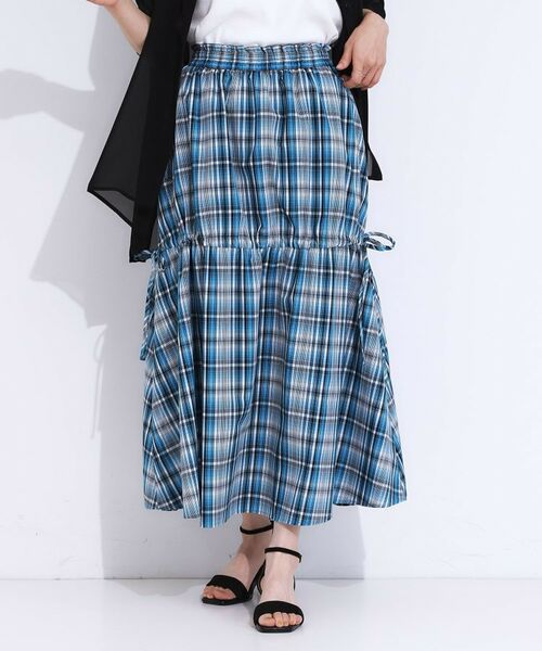 SHOO・LA・RUE / シューラルー ロング・マキシ丈スカート | 【S-LL】シルエットが変えられる チェック柄リボンフレアスカート | 詳細16