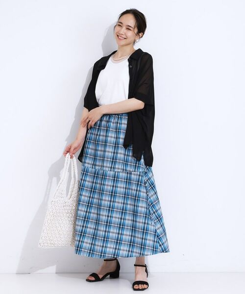 SHOO・LA・RUE / シューラルー ロング・マキシ丈スカート | 【S-LL】シルエットが変えられる チェック柄リボンフレアスカート | 詳細20